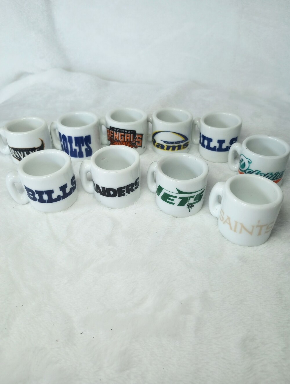 90s Vending Machine Capsule Mini Ceramic NFL Mugs Raiders Bills Rams Jets Colts